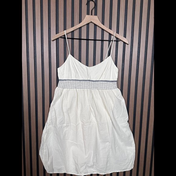James Perse Dress 1 / US Small Womens Ivory Smocked Waist Tent Mini - Picture 1 of 7